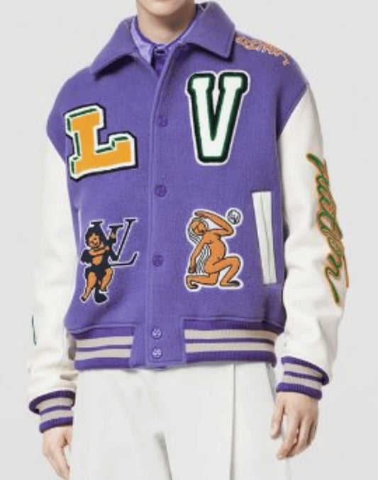 Louis Vuitton Purple and White Varsity Jacket