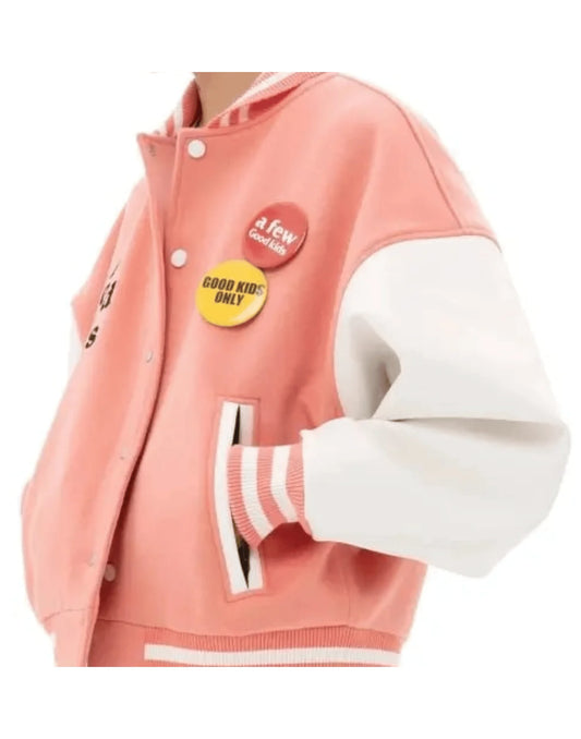 A Few Good Kids Strike Varsity Jacket Pink