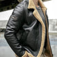 Black RAF Aviator Sheepskin Shearling Leather Jacket