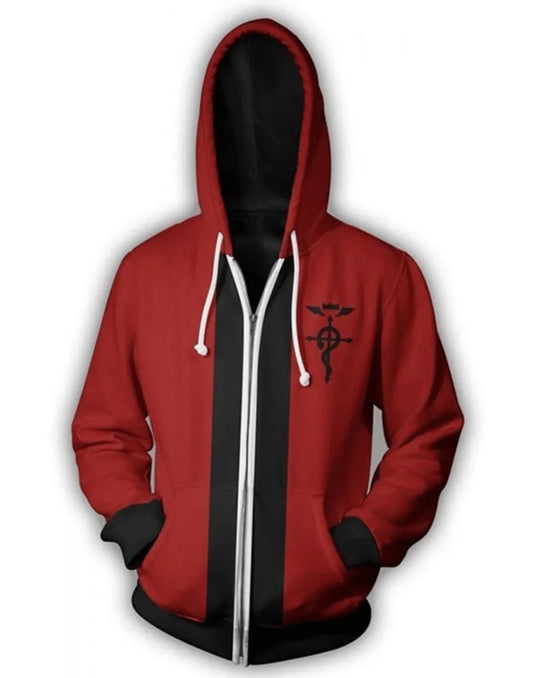 Edward Elric Fullmetal Alchemist Red and Black Hoodie