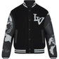 Black Louis Vuitton Chains Camo Varsity Jacket