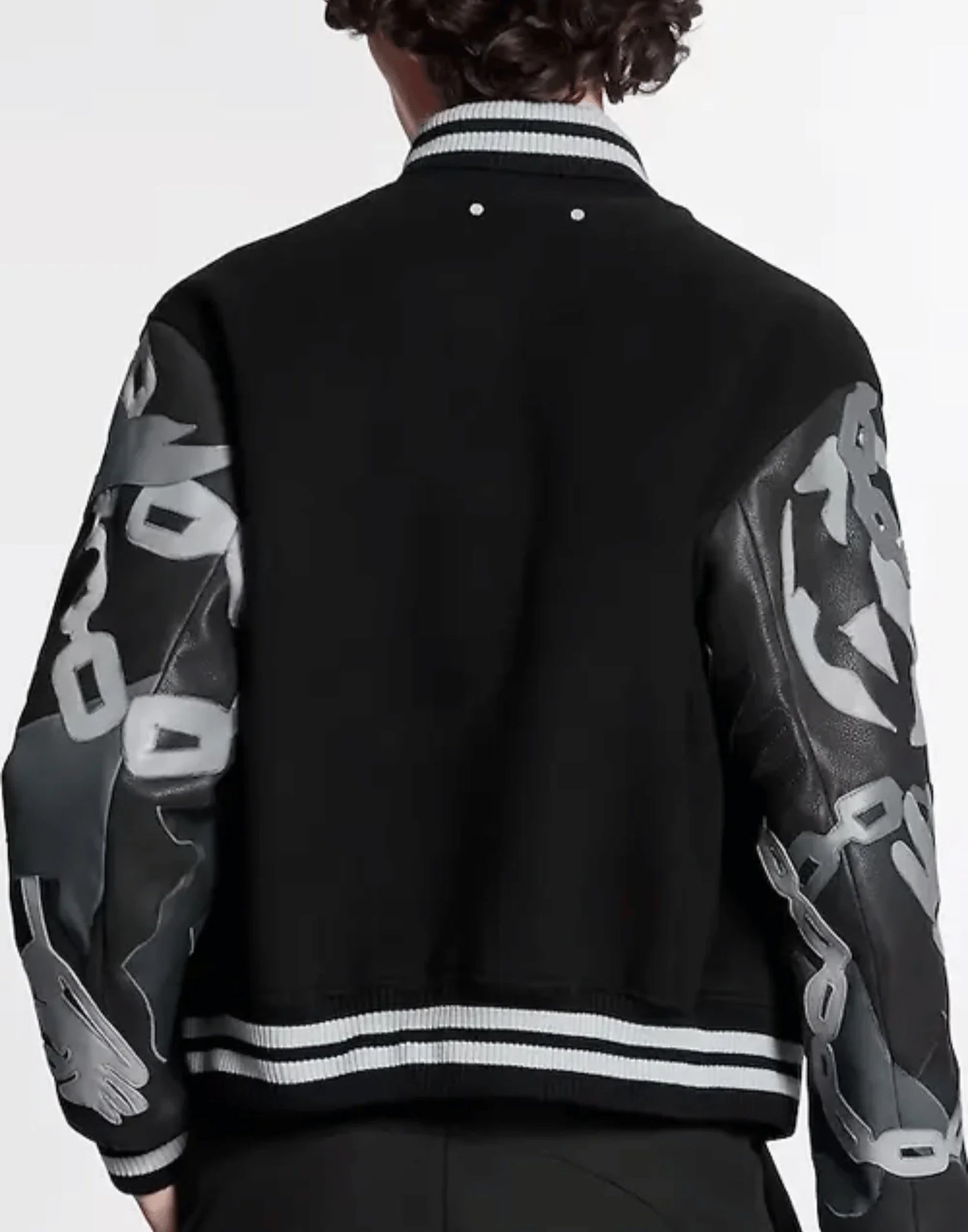 Black Louis Vuitton Chains Camo Varsity Jacket