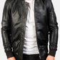 Bomia Ma-1 Black Leather Bomber Jacket