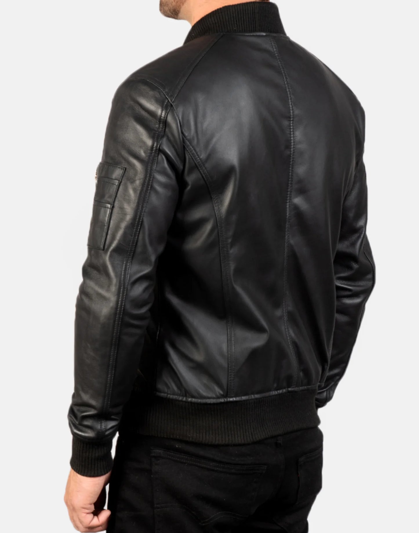 Bomia Ma-1 Black Leather Bomber Jacket