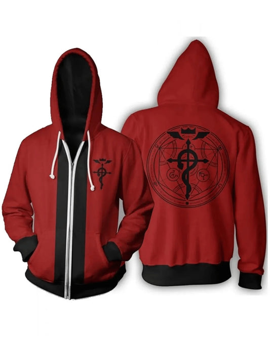 Edward Elric Fullmetal Alchemist Red and Black Hoodie