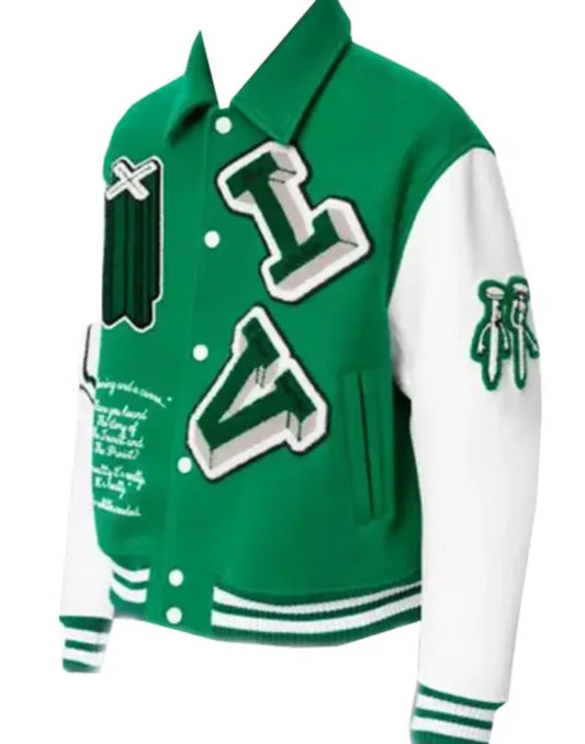 Louis Vuitton Varsity Green Leather Jacket