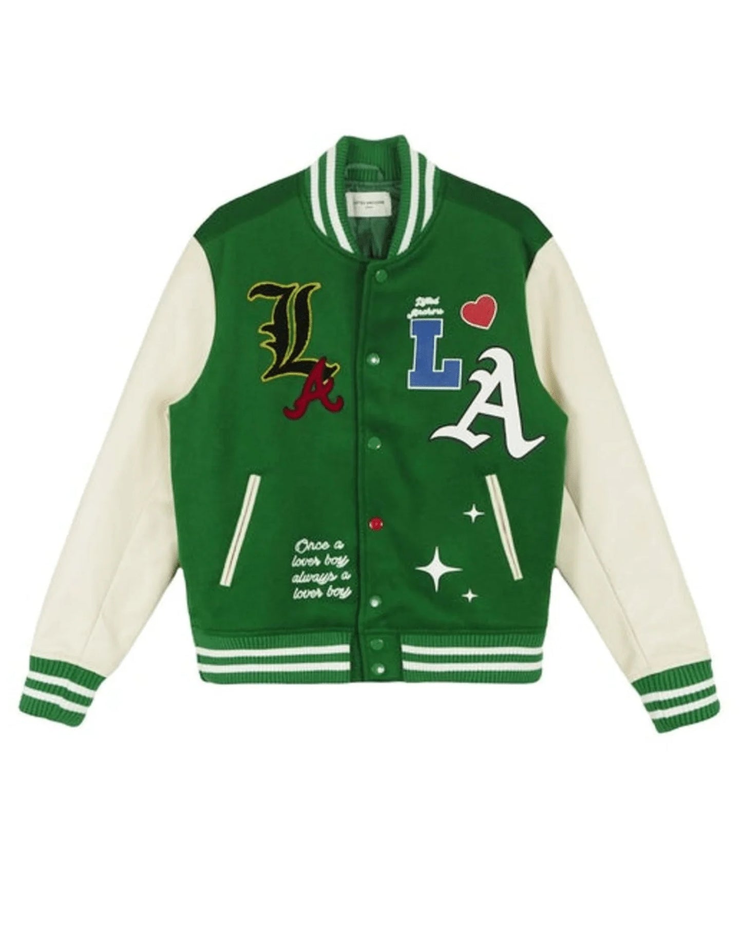 Lifted Anchors State Chenille Patch Varsity Jacket Green