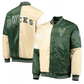 Cream And Green Milwaukee Bucks Satin Jacket