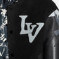 Black Louis Vuitton Chains Camo Varsity Jacket