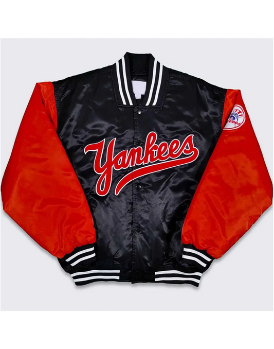 Satin Black And Red New York Yankees 90s Jacket