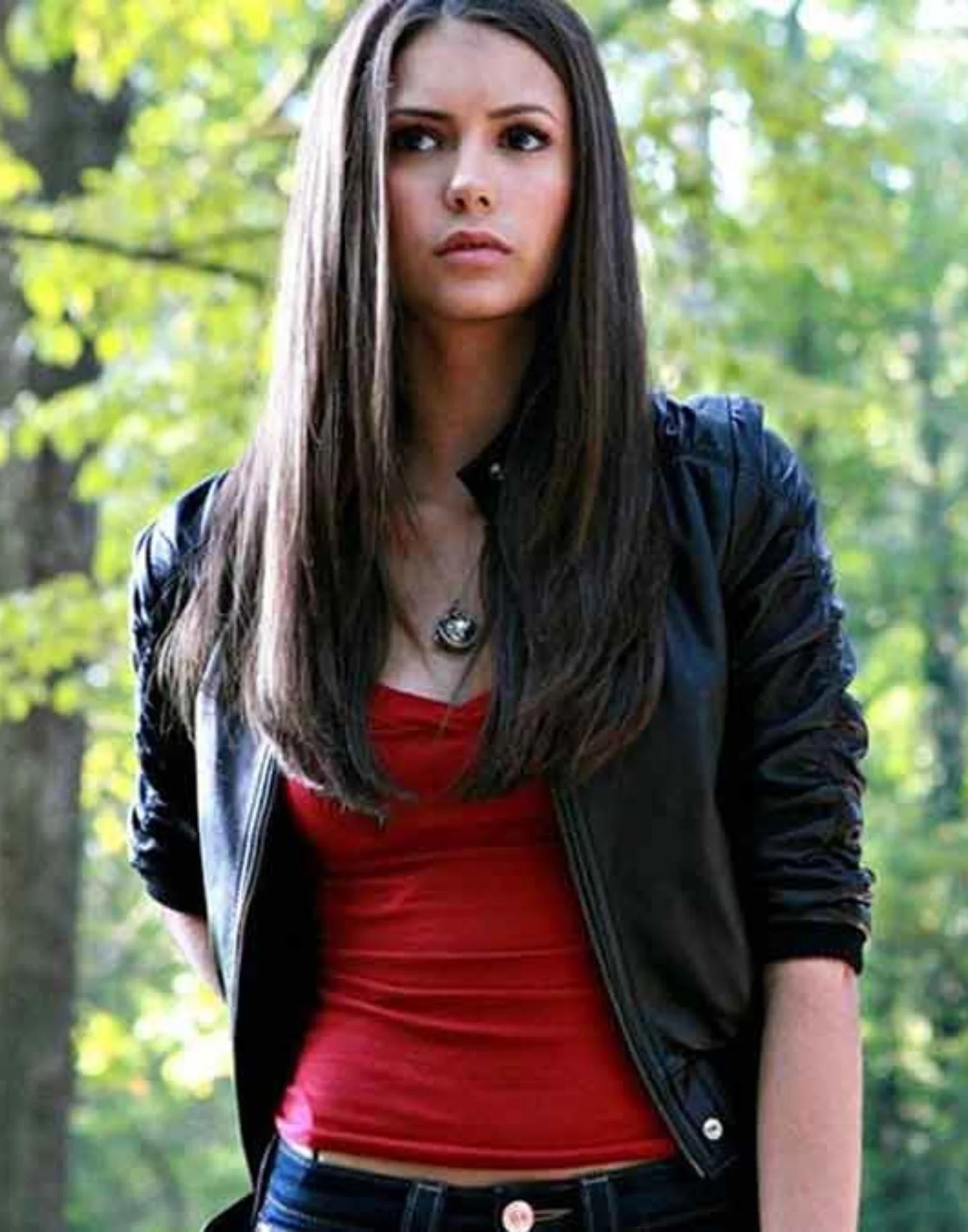 Elena Gilbert KRMA Jade Black Leather Jacket