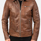 Brown Lavendard Biker Leather Jacket