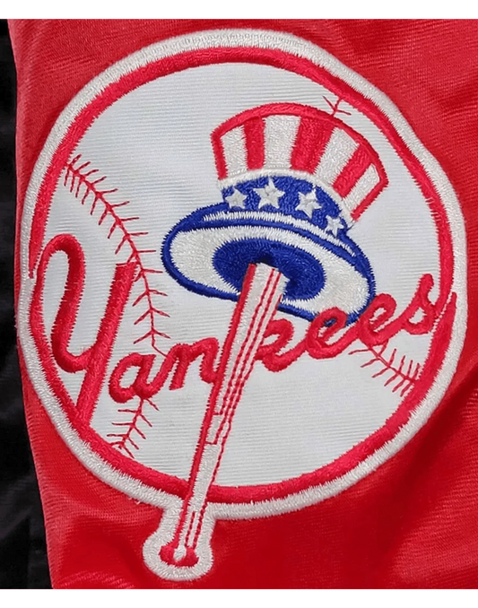 Satin Black And Red New York Yankees 90s Jacket