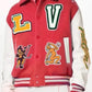 Red and White Louis Vuitton Varsity Jacket