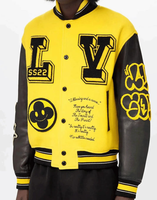 Yellow And Black Louis Vuitton Varsity Jacket