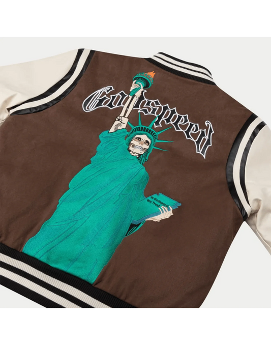 Godspeed I.G.W.T Varsity Jacket Brown