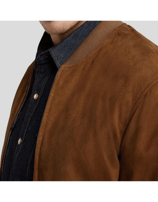 Tan Suede Bomber Jacket Men’s | Leather Jacket