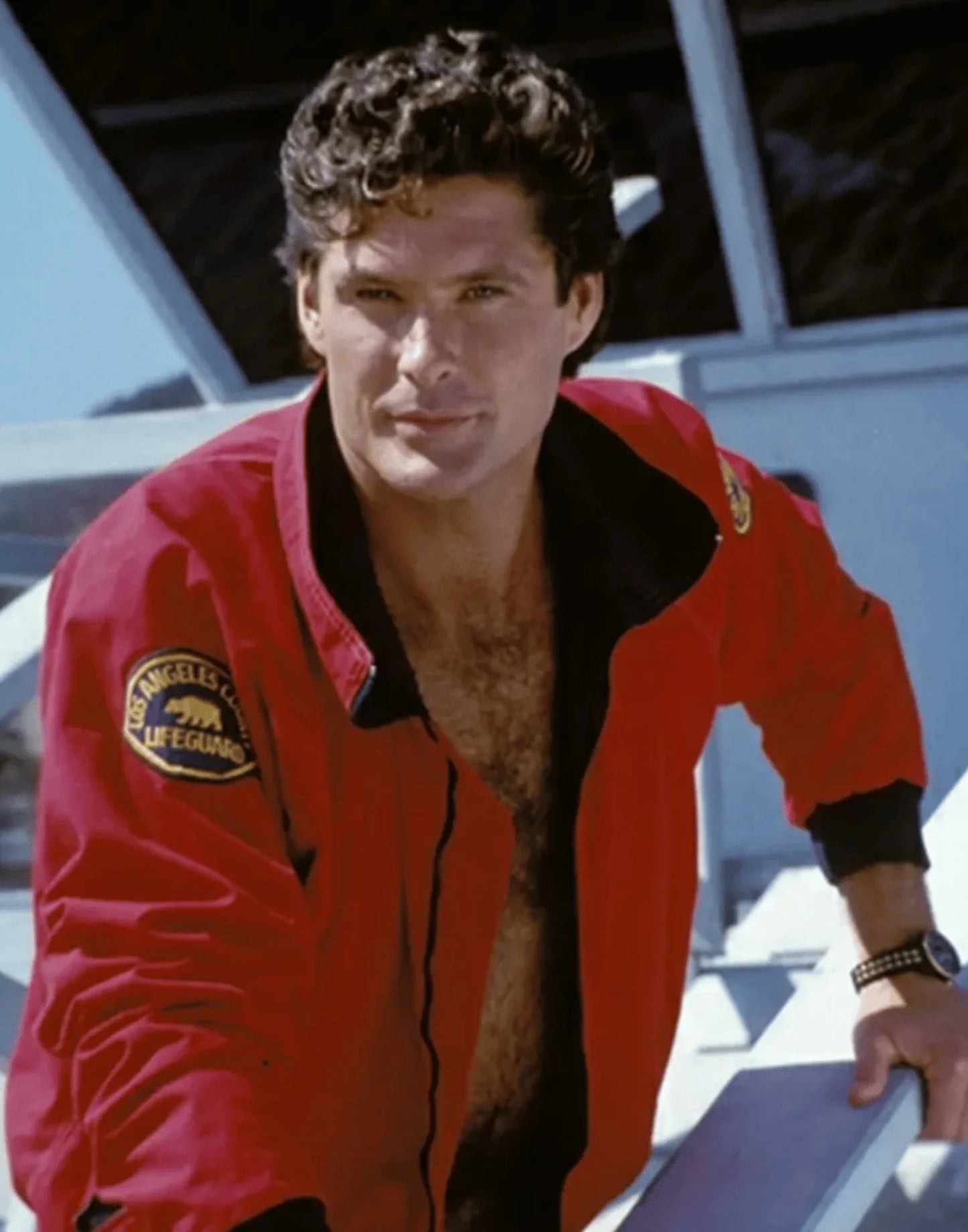 David Hasselhoff Baywatch Red Bomber Jacket