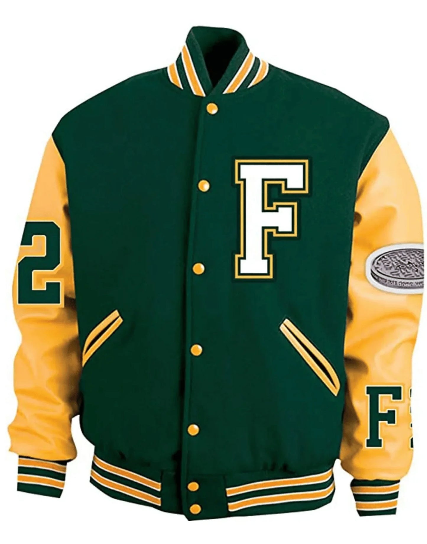 ASAP Ferg Floor II Seats Green and Yellow Letterman Varsity Jacket