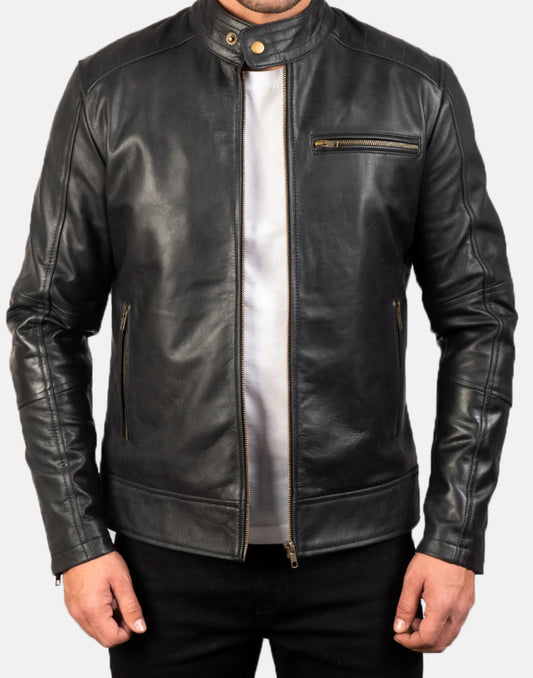 Dean Black Leather Biker Jacket