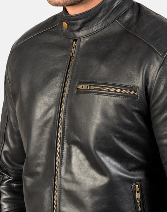 Dean Black Leather Biker Jacket