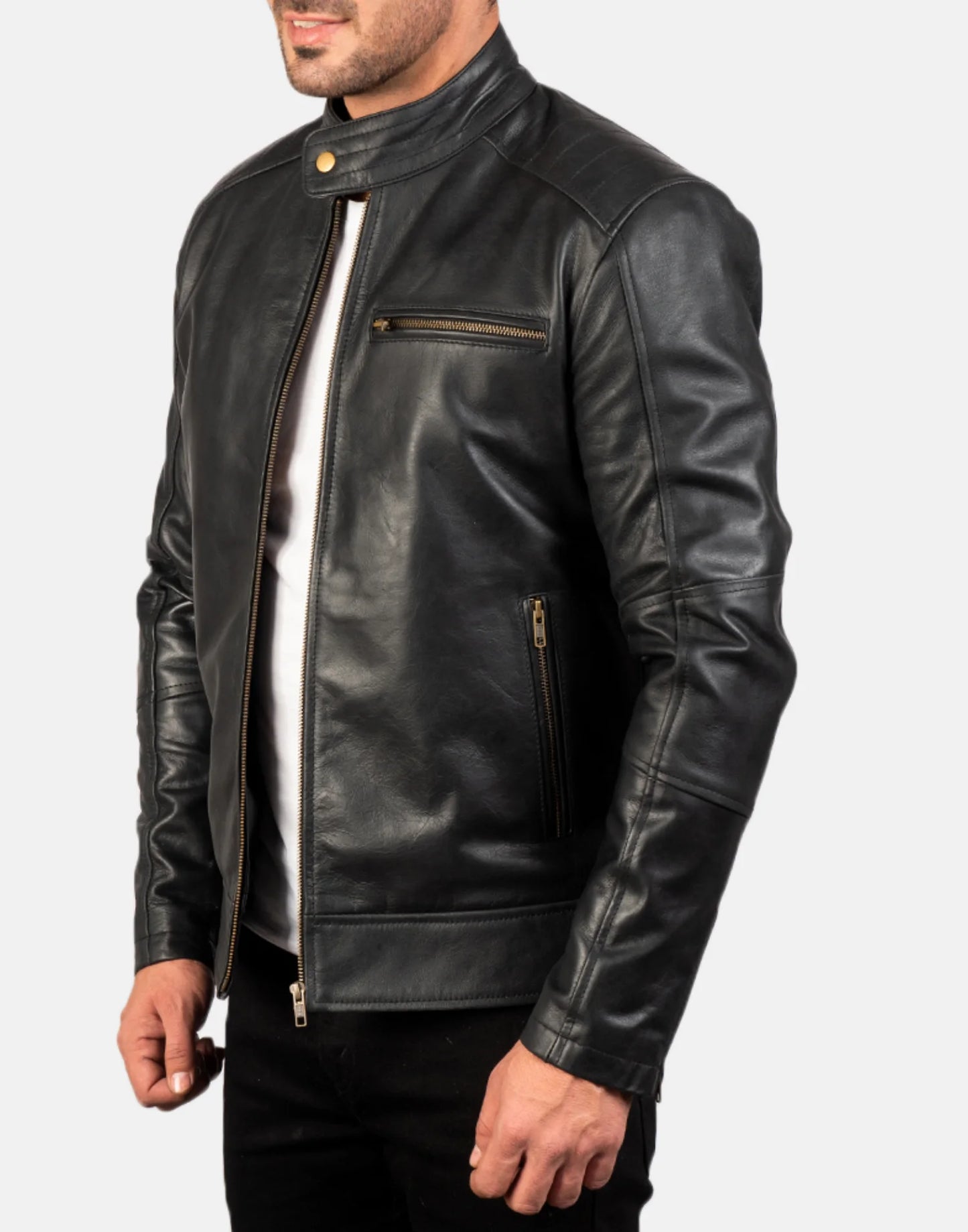 Dean Black Leather Biker Jacket