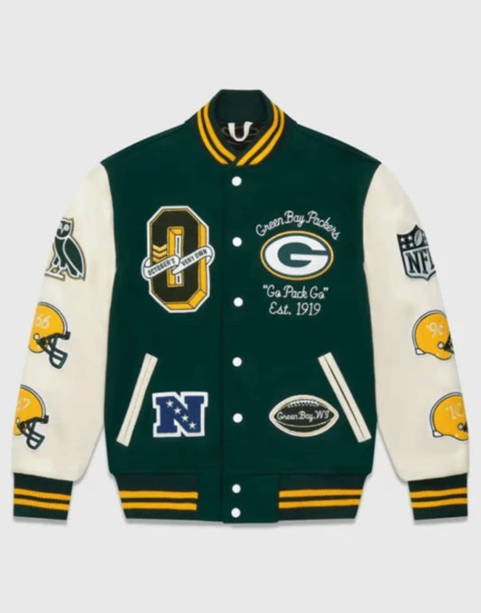 Green OVO NFL Varsity Jacket