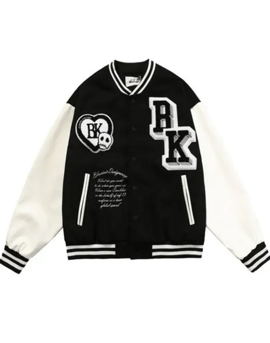 Black Cotton Bk Varsity Jacket