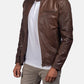 Dean Brown Leather Biker Jacket