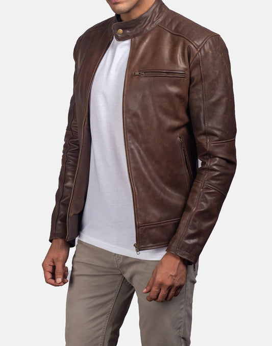 Dean Brown Leather Biker Jacket