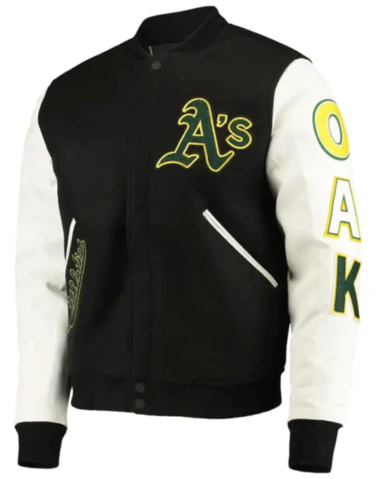 Oakland Athletics Letterman Jacket Black and White