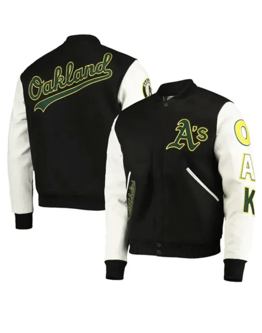 Oakland Athletics Letterman Jacket Black and White