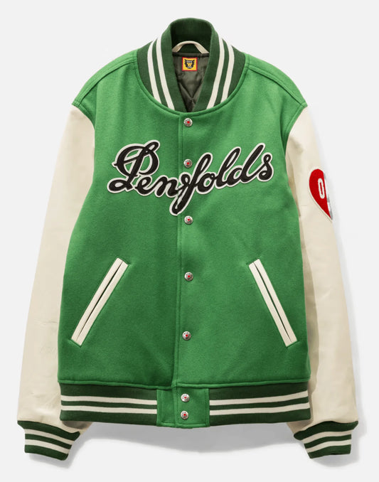 Penfolds Human Made Varsity Jacket Green And White