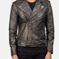 Distressed Brown Allaric Alley Biker Leather Jacket