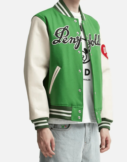 Penfolds Human Made Varsity Jacket Green And White