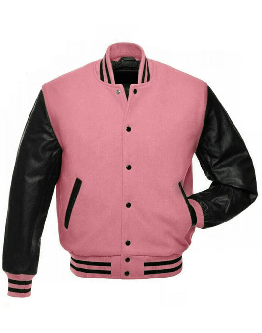 Pink and Black Baseball Varsity Jacket