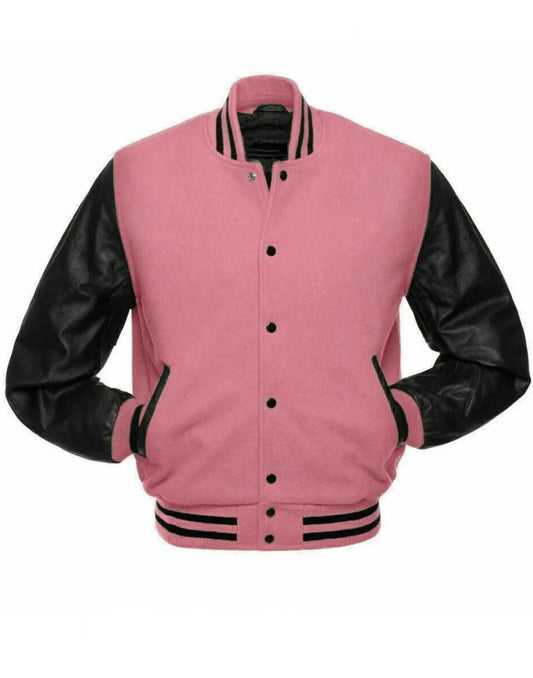 Pink and Black Baseball Varsity Jacket