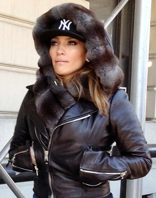 Jennifer Lopez Leather Jacket With Fur