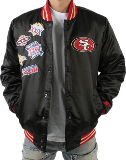 Champion San Francisco 49ers Leather Jacket Black