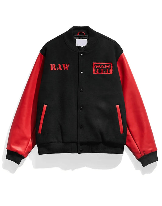 Raw is War Black And Red Varsity Jacket