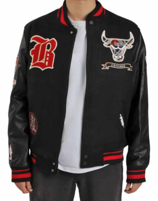 Chicago Bulls Black Leather Jacket