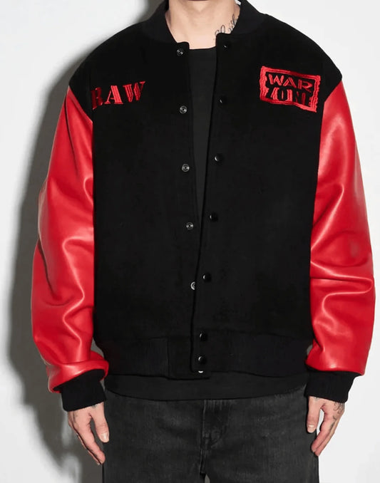 Raw is War Black And Red Varsity Jacket