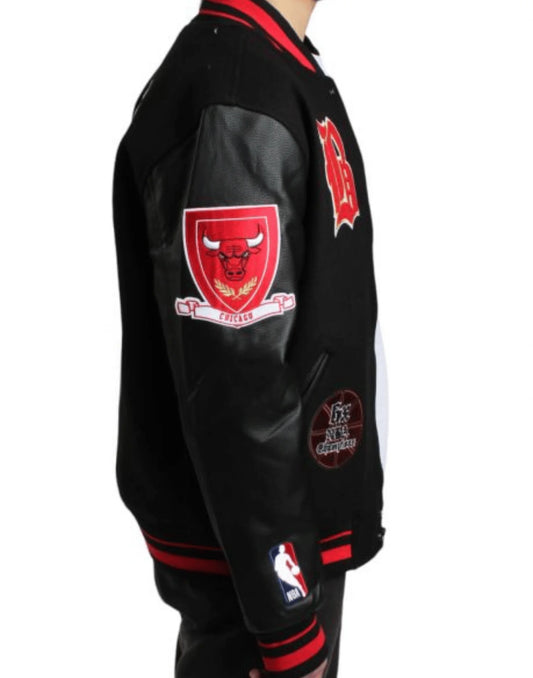 Chicago Bulls Black Leather Jacket