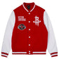 Red And White Houston Rockets Varsity Jacket