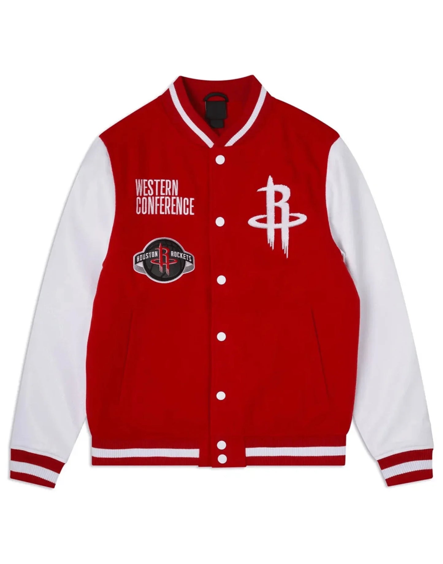 Red And White Houston Rockets Varsity Jacket