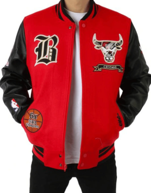 Chicago Bulls Red And Black Varsity Jacket