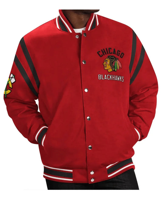 Red Chicago Blackhawks Tailback Varsity Jacket