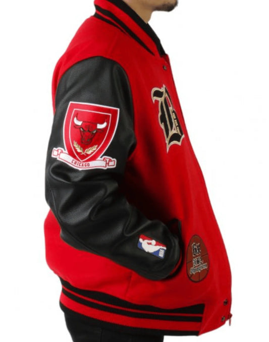 Chicago Bulls Red And Black Varsity Jacket