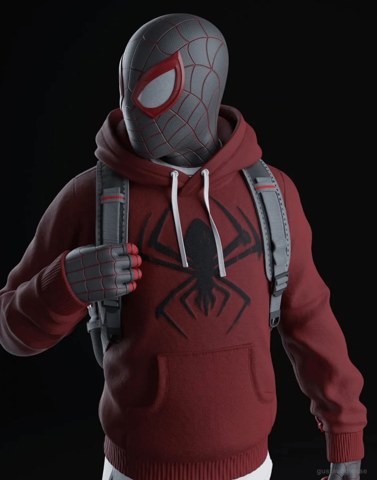 Bodega Cat Spider Miles Morales Red Hoodie