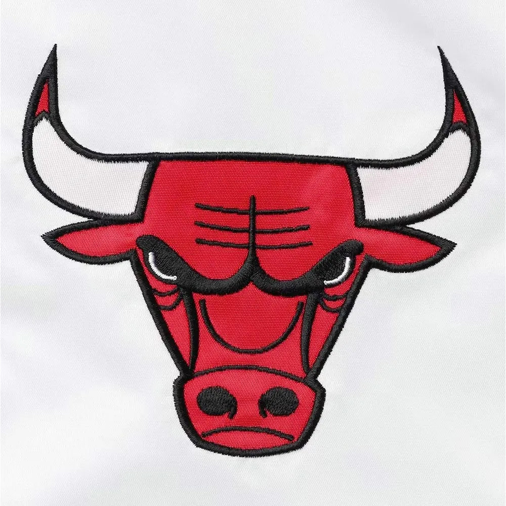 White/Red Chicago Bulls Renegade Varsity Satin Jacket